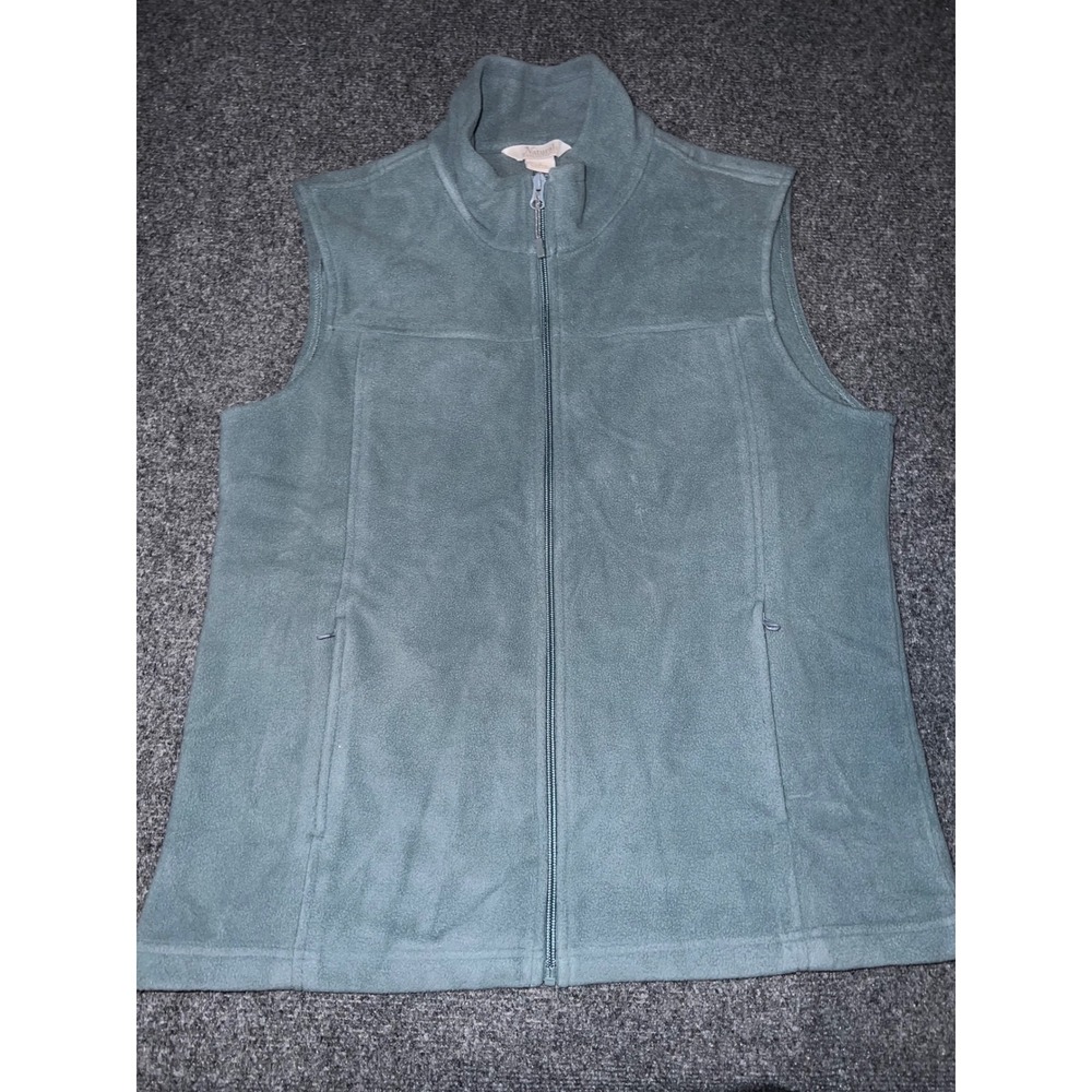 Natural Reflections Womens Large Teal Blue Fleece Full Zip Vest RN74747